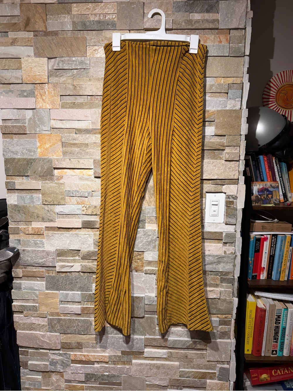 Free People Women's Mustard Ribbed Flare Pants